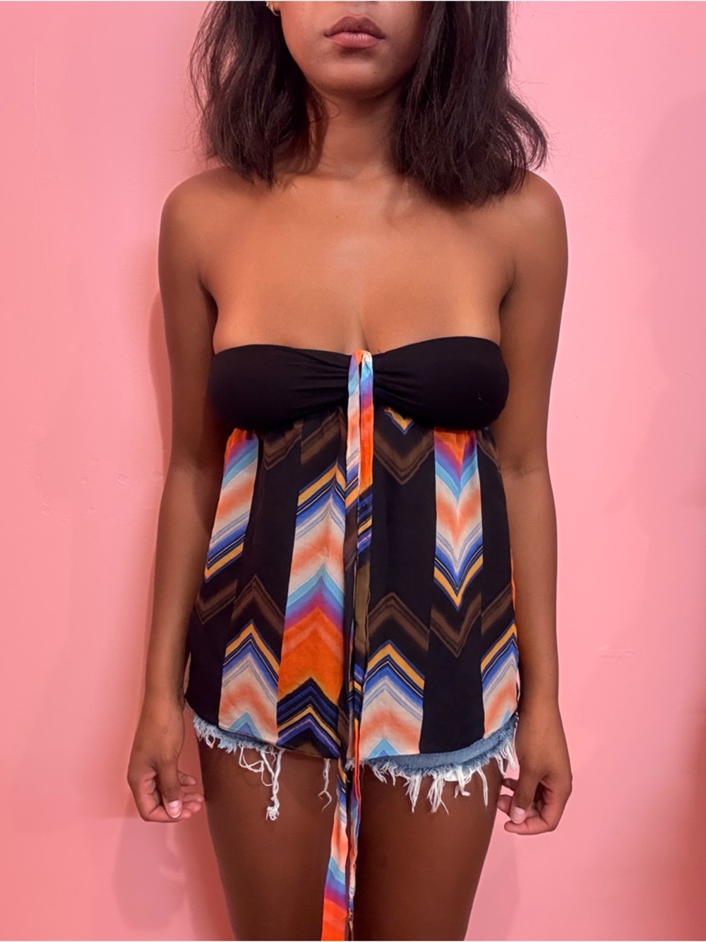 Guess strapless babydoll top